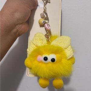 Piper K Eye Candy LA Yellow Fluffy Bag Charm and Keychain